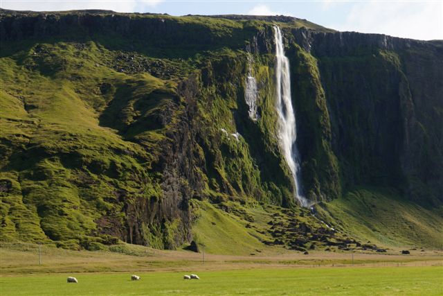 A waterfall on the south coast of Iceland near Seljavellir