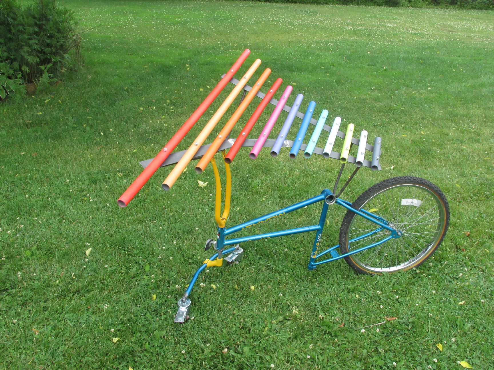 xylophone mounted on a bicycle